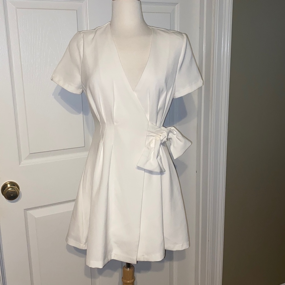 White Wrap Dress, Size L, Like New